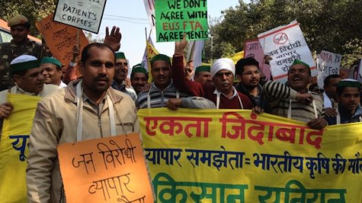 Indian Farmers And Trade Unionists Protest Fta