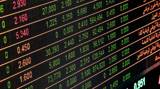 Numbers on stock exchange monitor