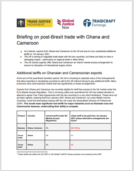 Briefing on post-Brexit trade with Ghana and Cameroon