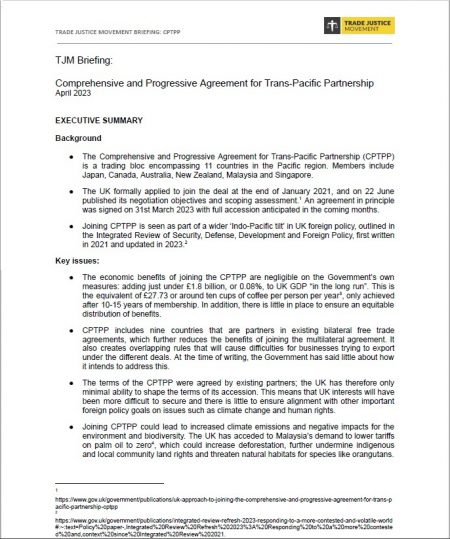 TJM Briefing: Comprehensive and Progressive Agreement for a Trans-Pacific Partnership