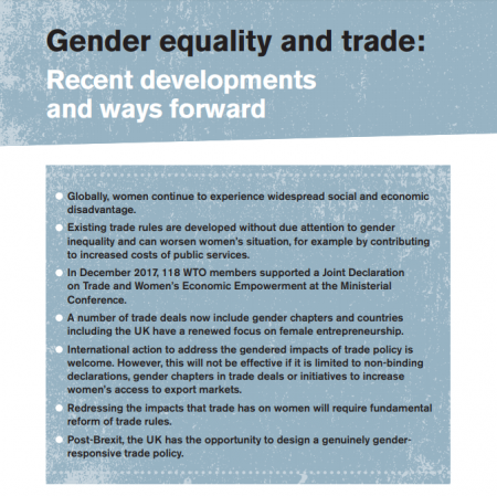 Gender Equality and Trade: recent developments and ways forward
