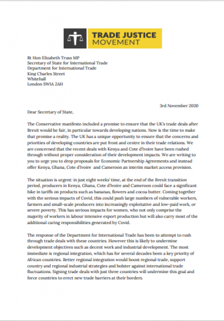 Letter to Liz Truss regarding UK-Kenya deal